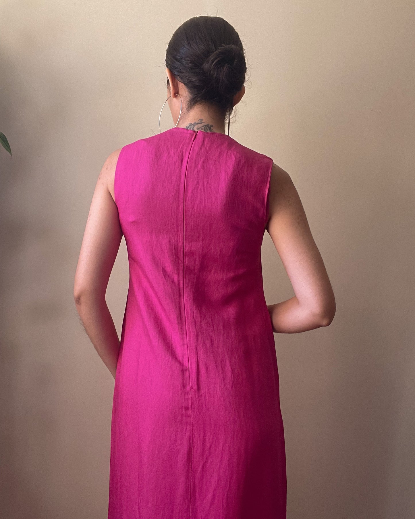 Vintage Magenta Linen Dress
