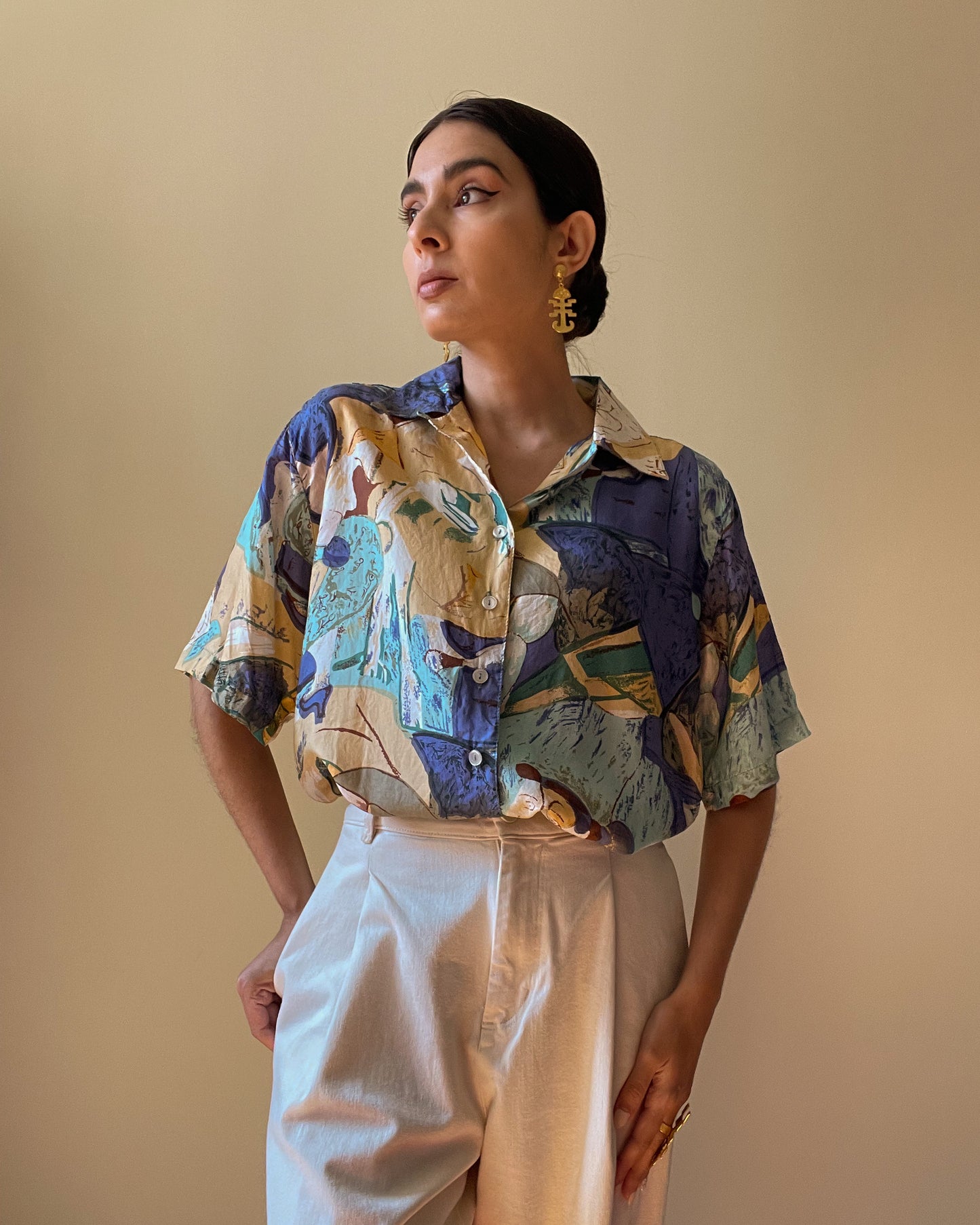 Vintage Silk Relaxed Fit Printed Blouse