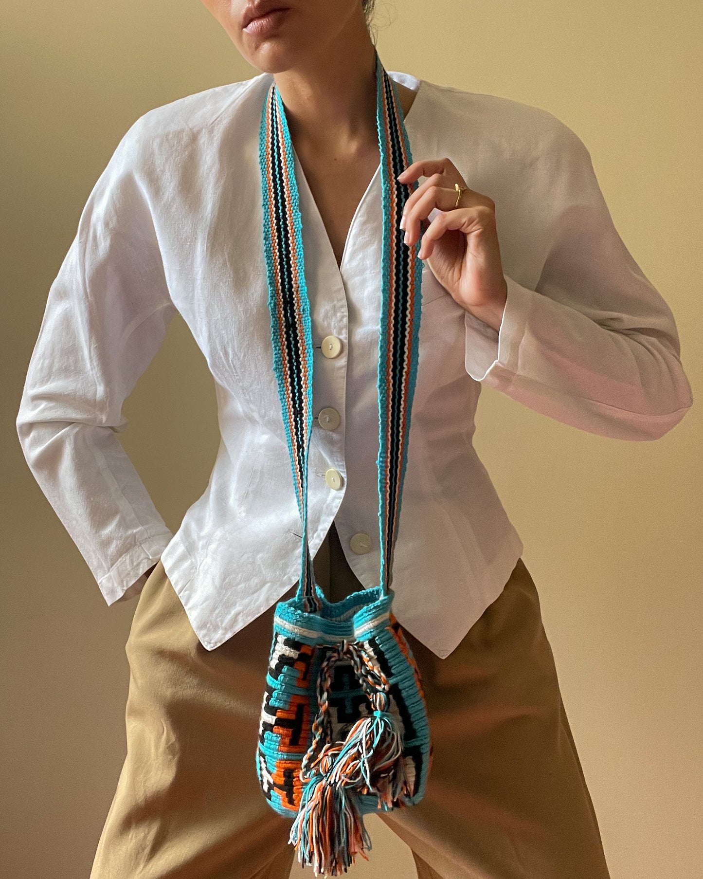 Vintage Colombian Mochila Bucket Shoulder Bag