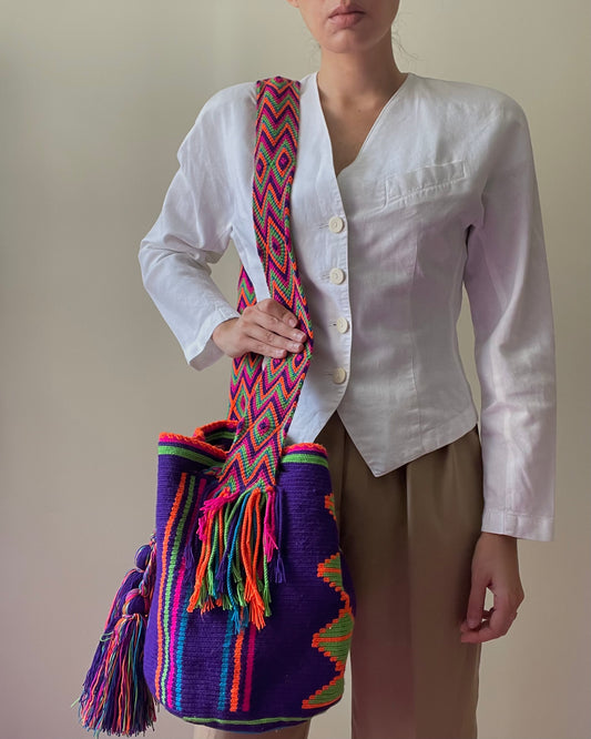 Vintage Colombian Mochila Bucket Shoulder Bag