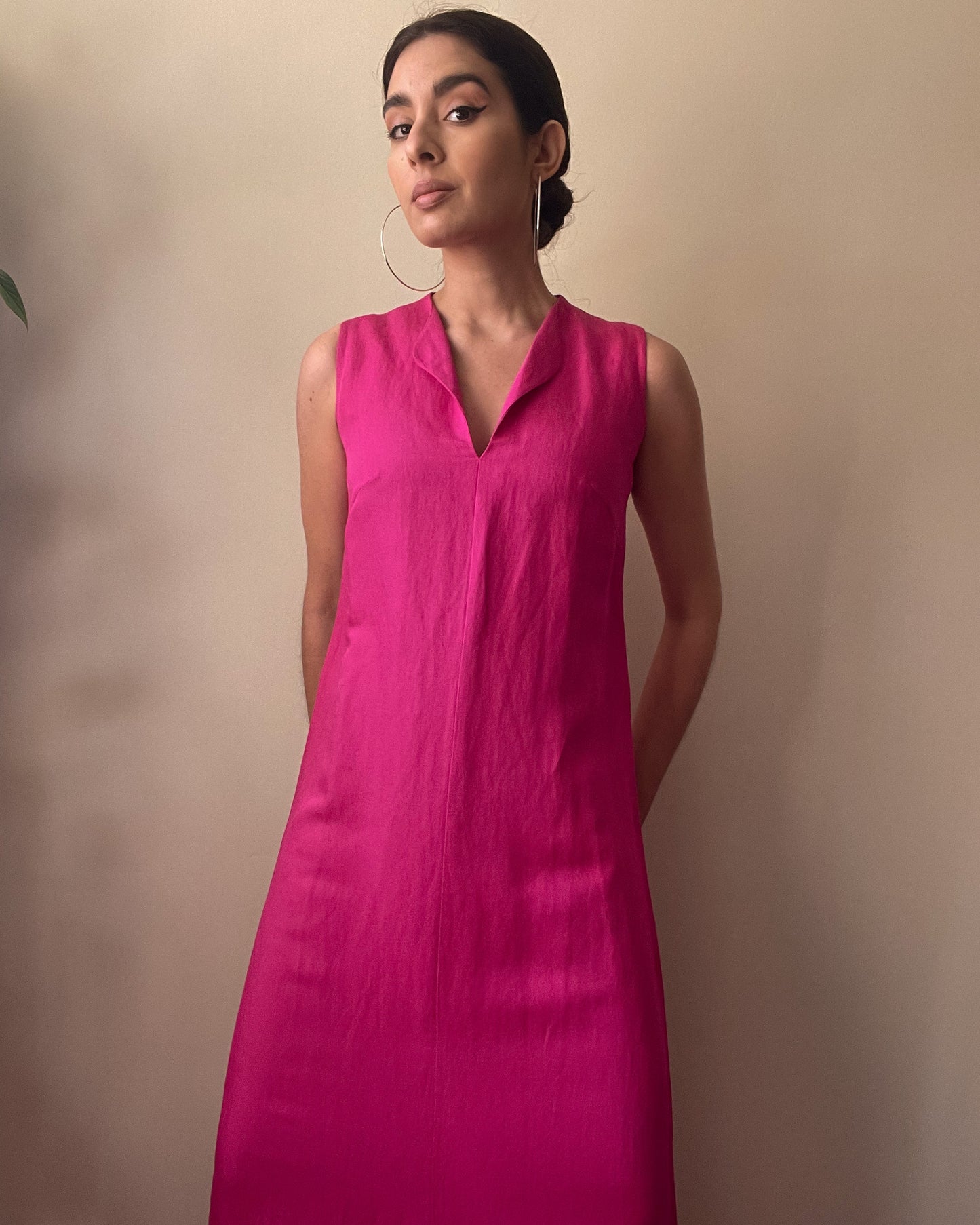 Vintage Magenta Linen Dress