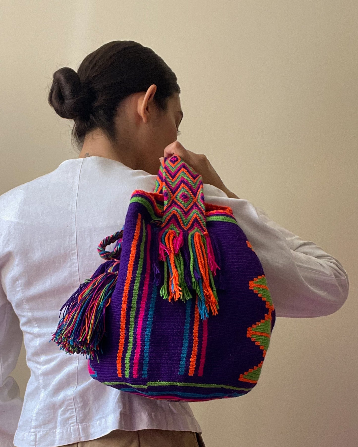 Vintage Colombian Mochila Bucket Shoulder Bag