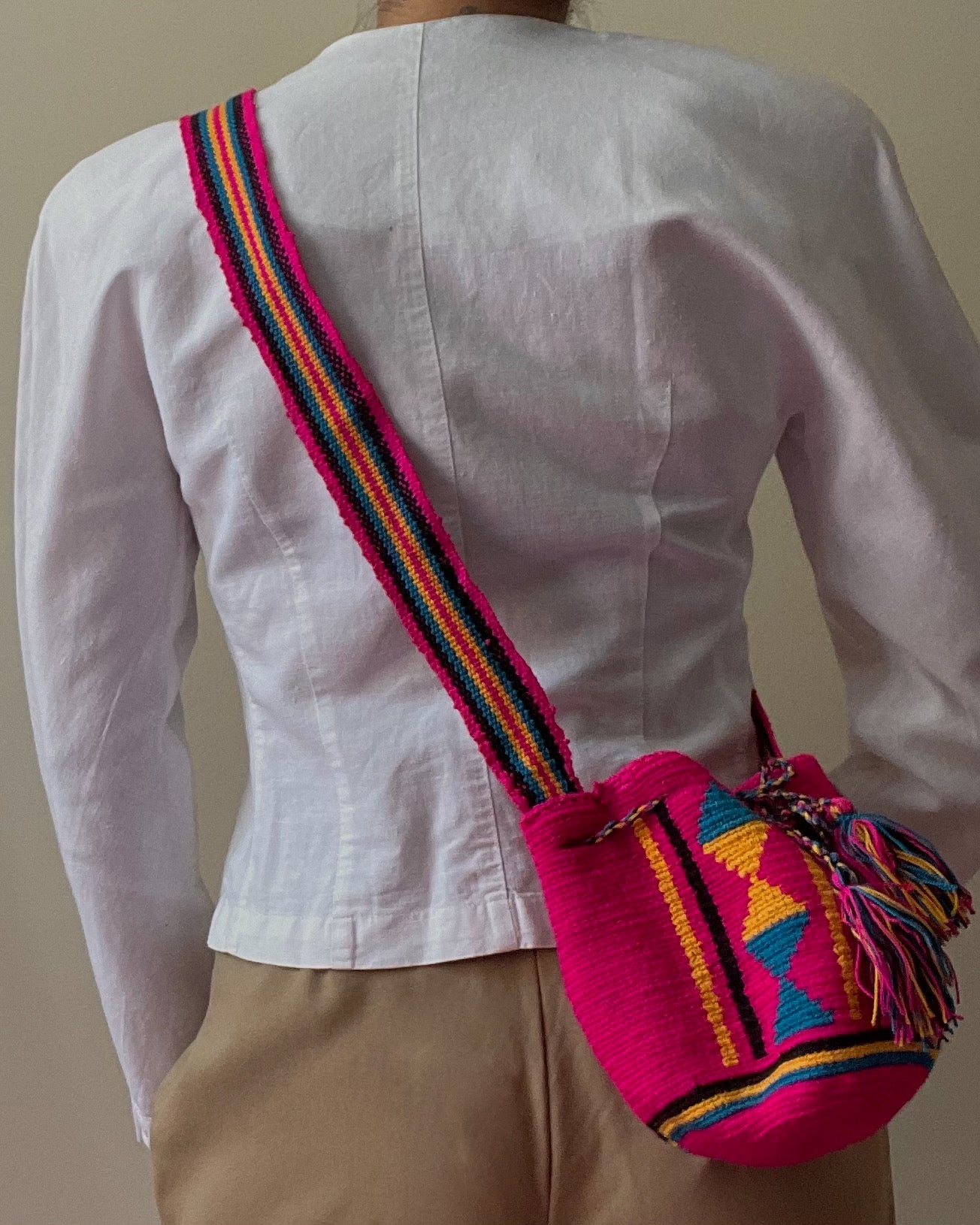 Vintage Colombian Mochila Bucket Shoulder Bag