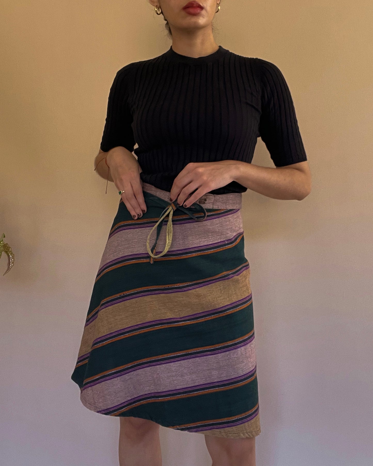Vintage Handcrafted Cotton Stripe Skirt
