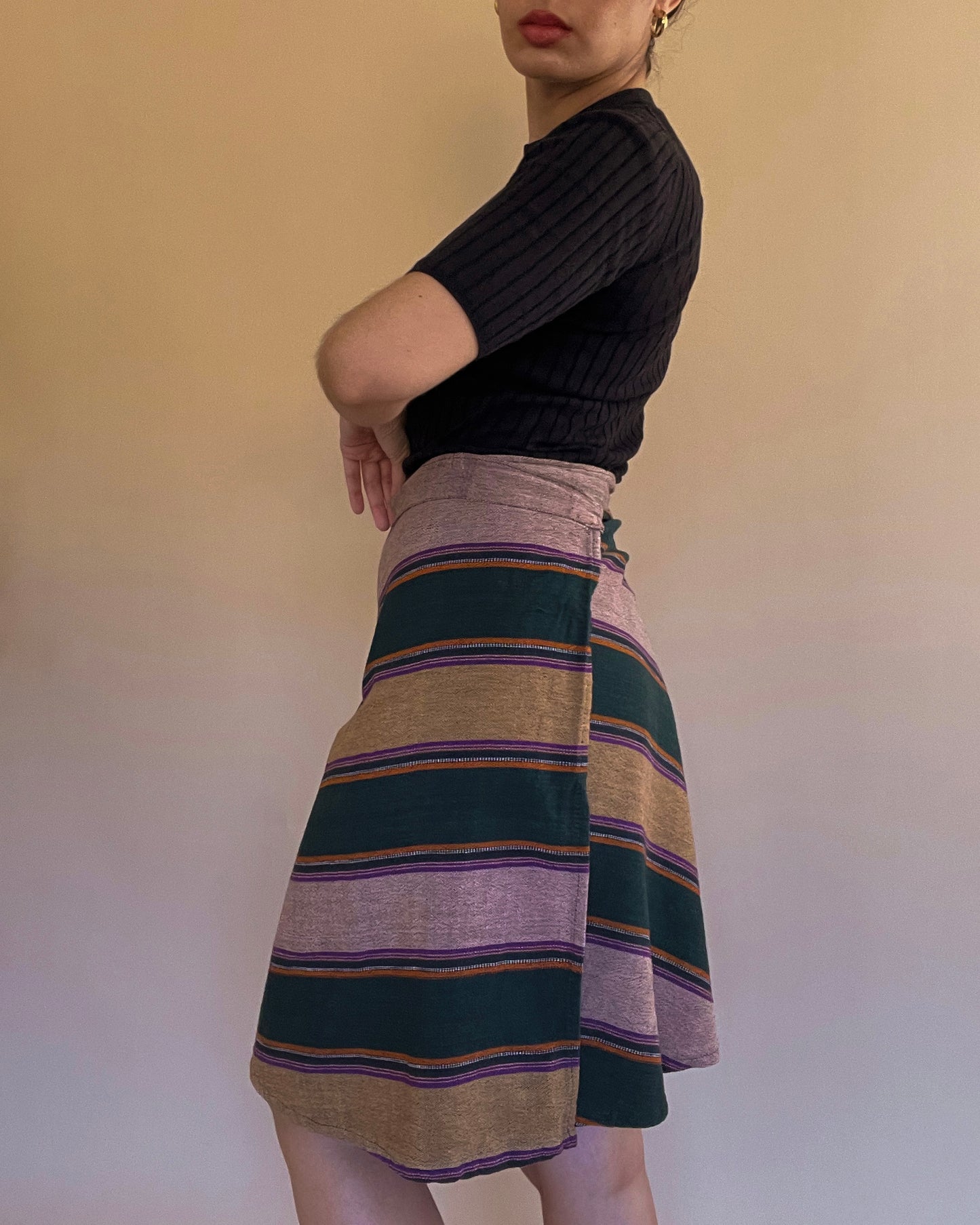 Vintage Handcrafted Cotton Stripe Skirt