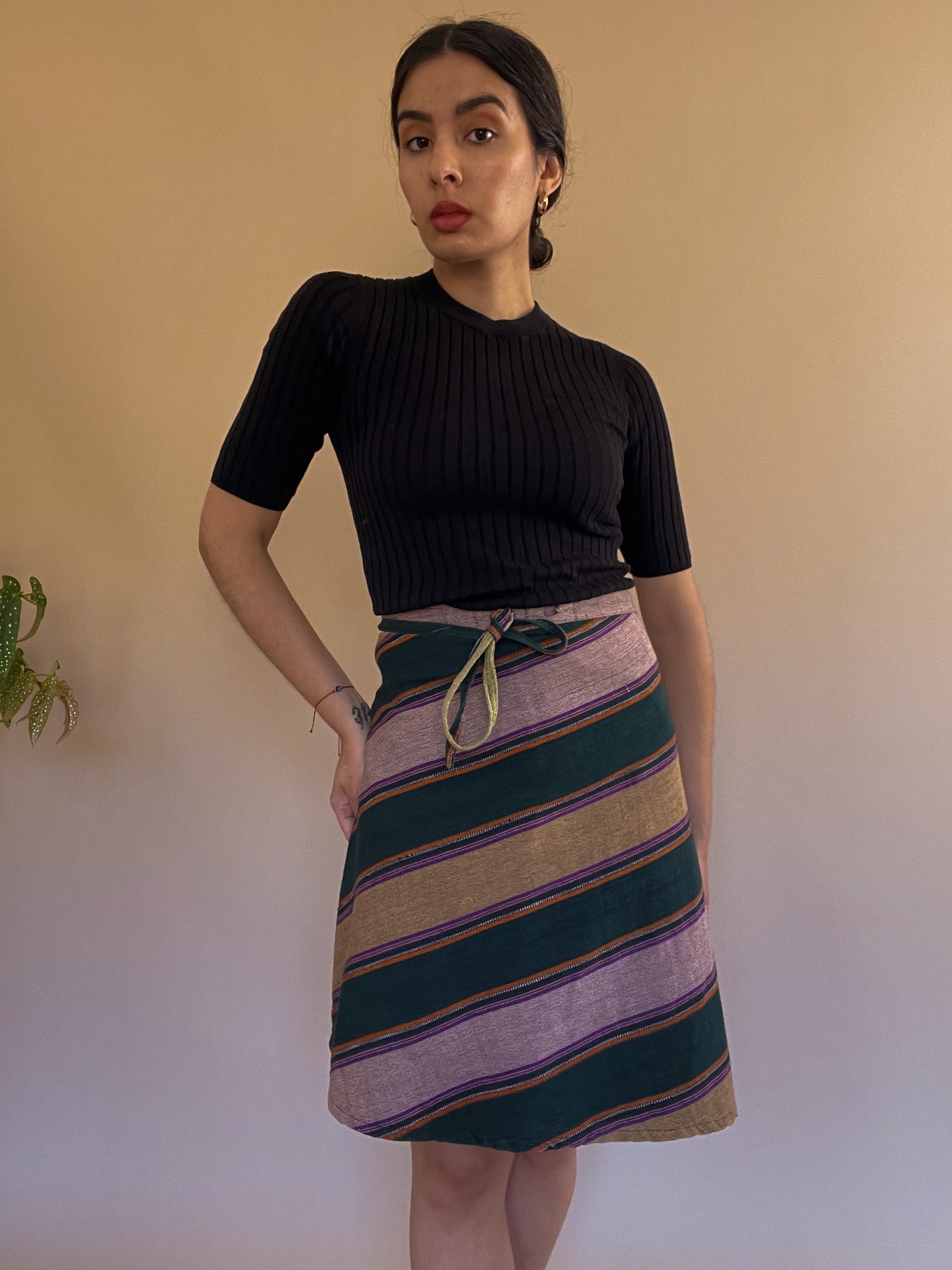 Vintage Handcrafted Cotton Stripe Skirt