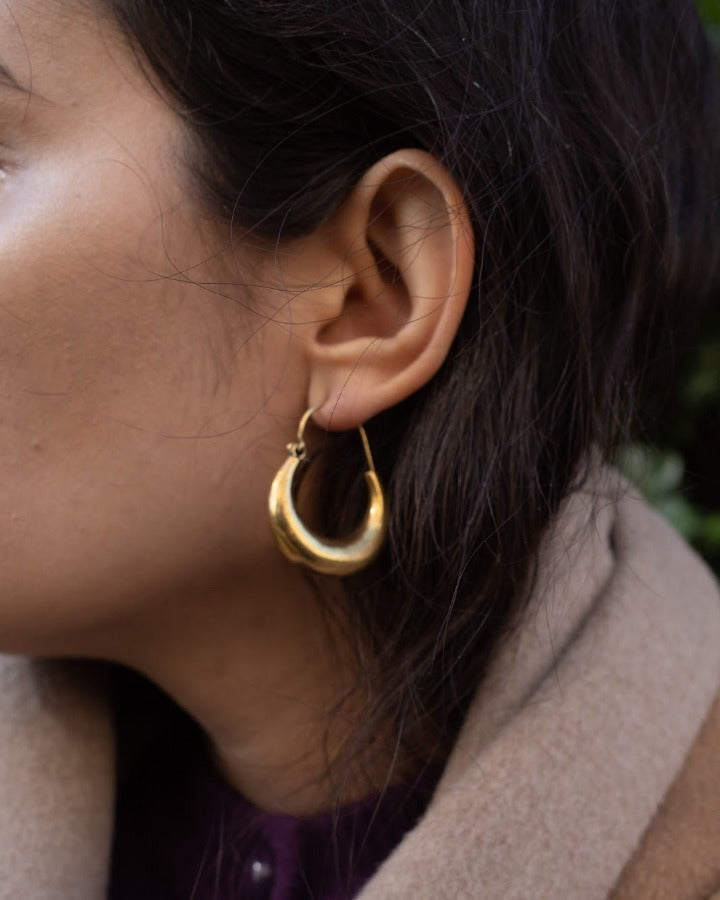 Suit of Lights Vintage Brass Crescent Earrings 3