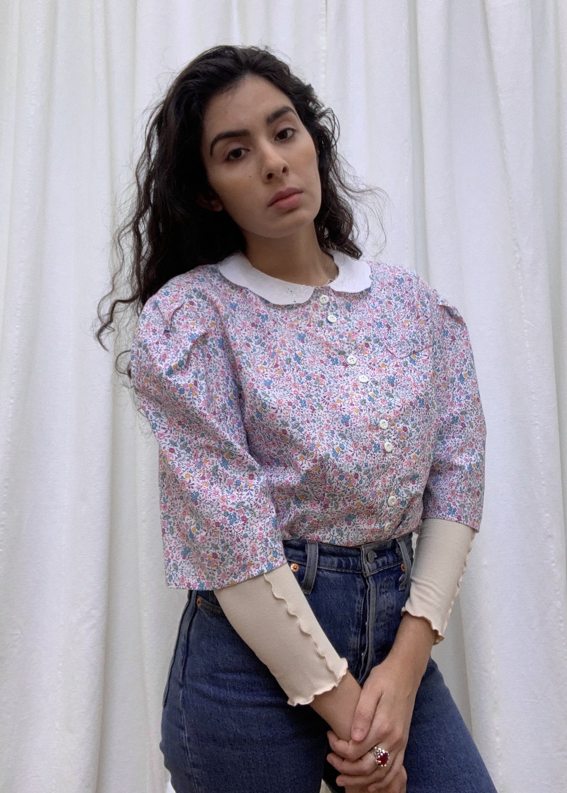 Suit of Lights Floral Puff Sleeve Colored Blouse 2