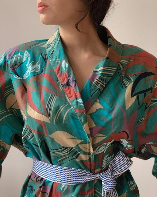 Suit of Lights Vintage Wrap Jacket With Tropical Print 2