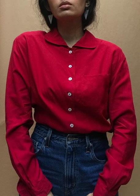 Suit of Lights Vintage Collared Silk Blouse With Cufflink Sleeves 1
