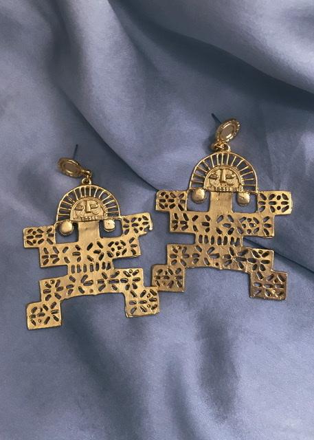 Suit of Lights Artisanal Precolombian Style Jaguar Earrings 9
