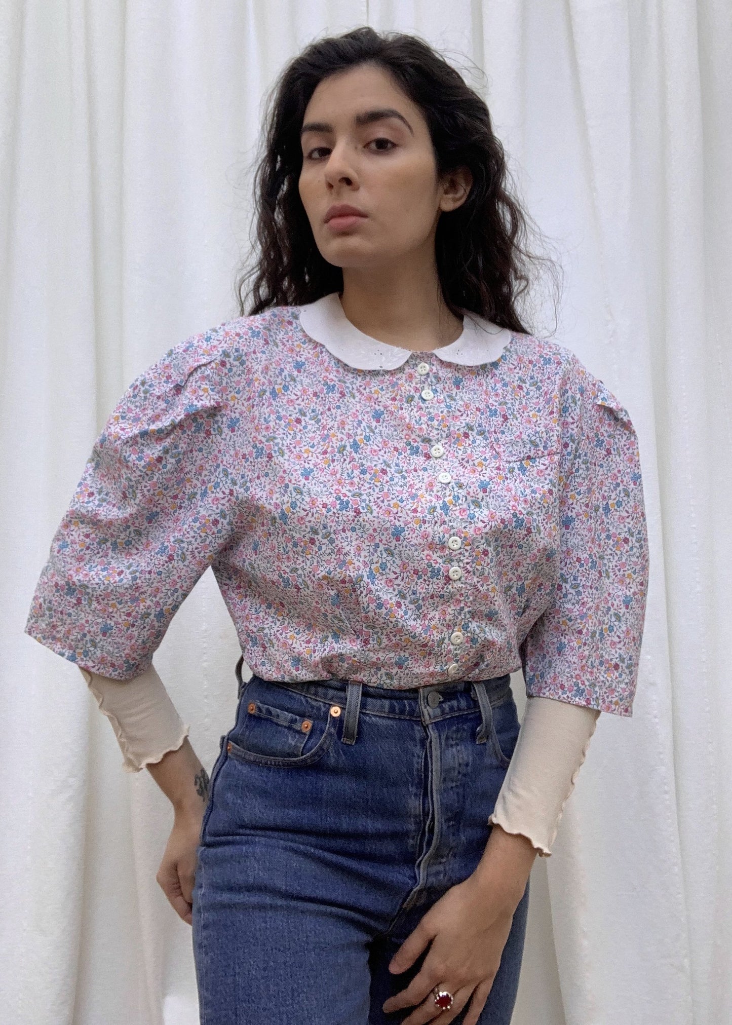 Suit of Lights Floral Puff Sleeve Colored Blouse 3