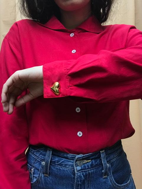 Suit of Lights Vintage Collared Silk Blouse With Cufflink Sleeves 3