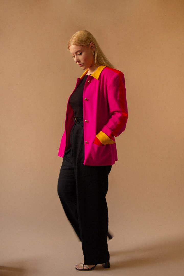 Suit of Lights Magenta Colorblock Blazer 3
