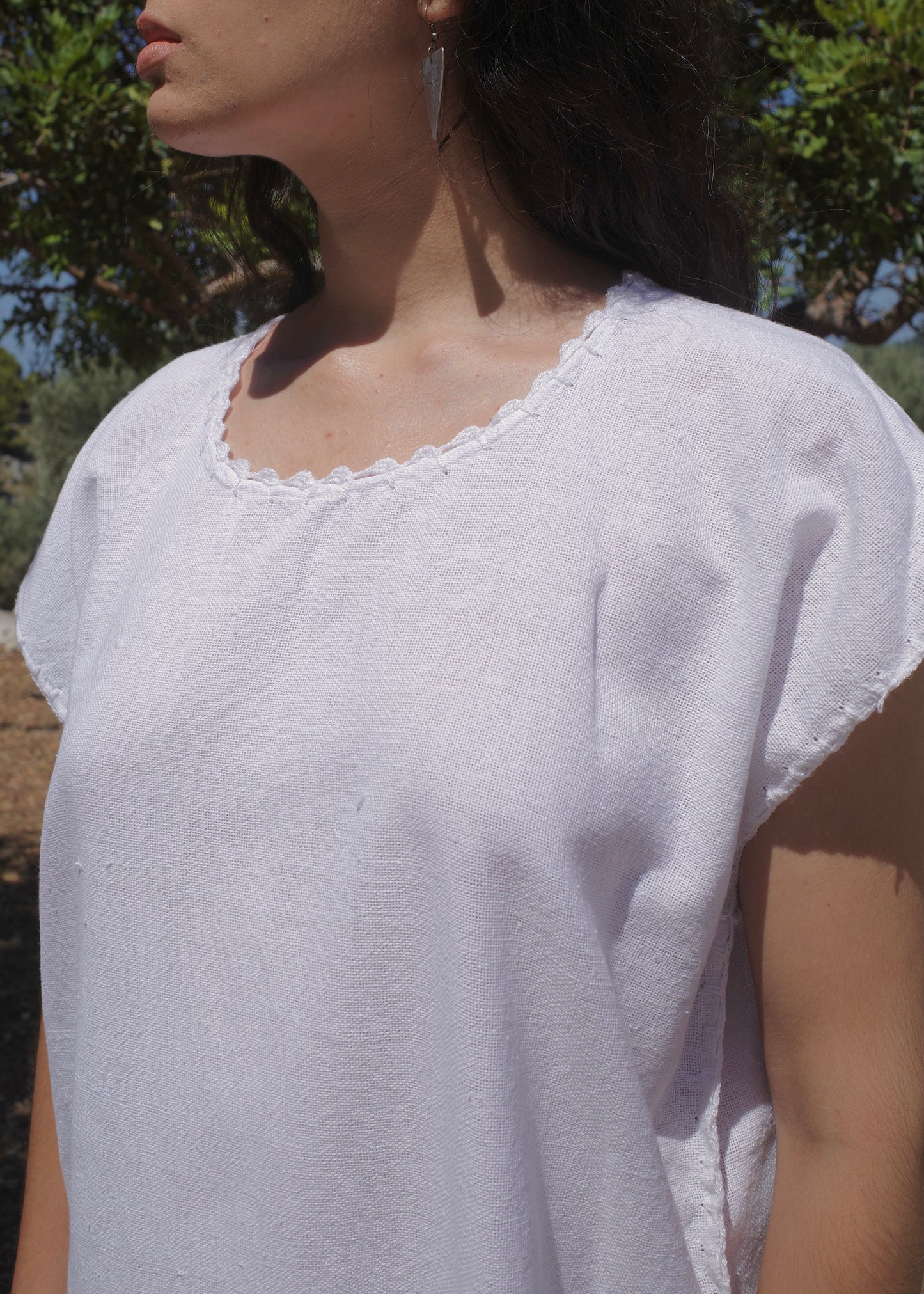 Handmade Midsummer Embroidered White Cotton Dress