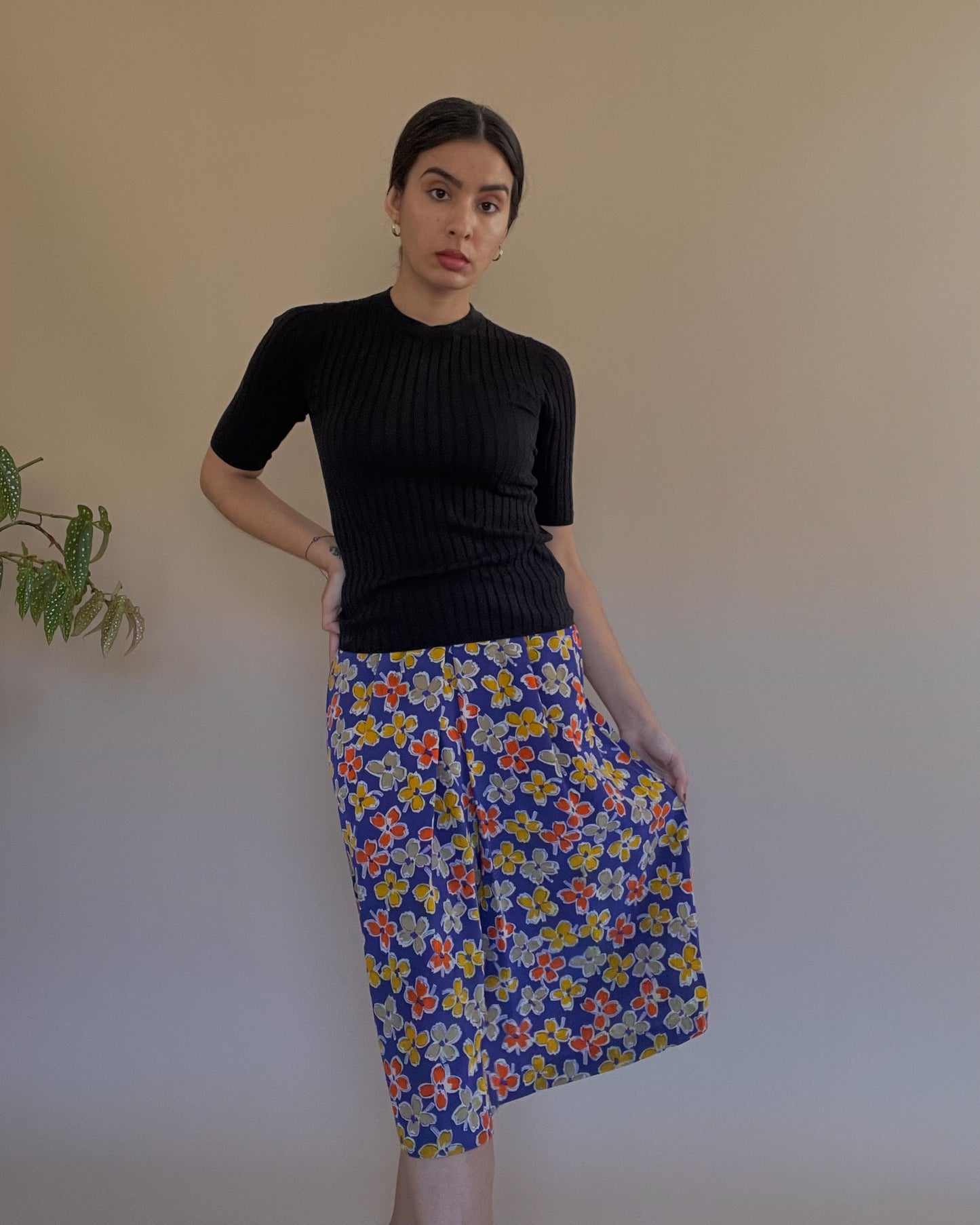 Vintage Floral Silk Skirt