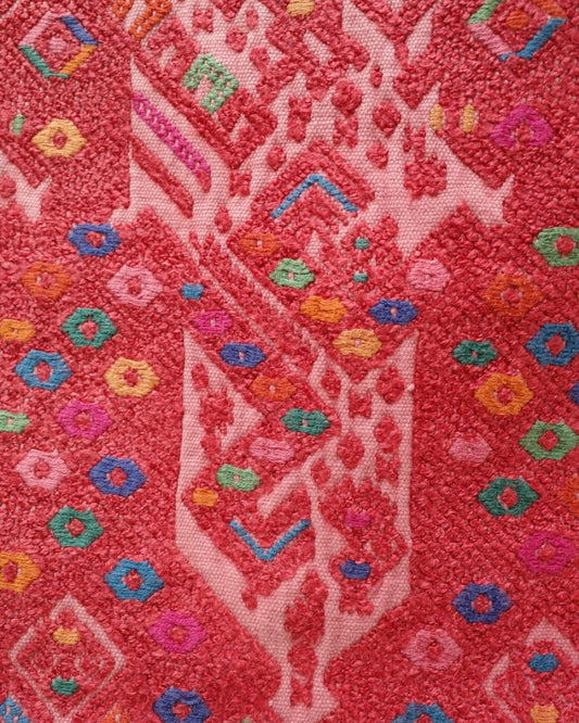 Guatemalan Tzute Runner Coral 3