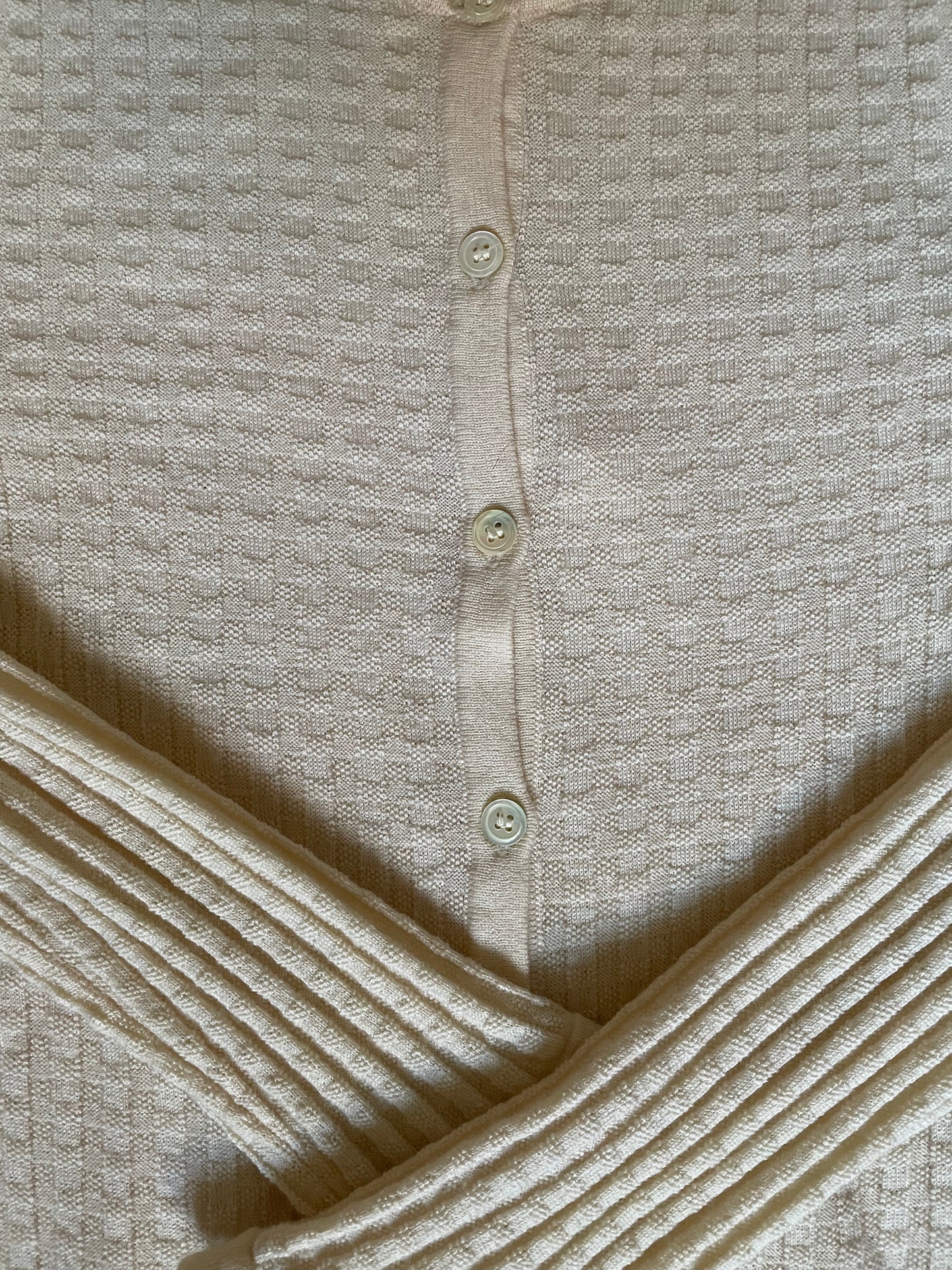 Vintage Cream Wool Textured Cardigan