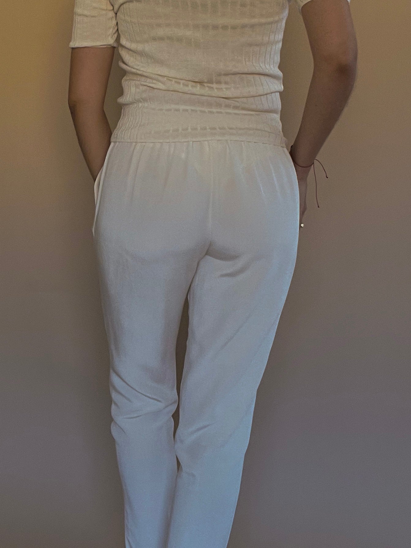 Upcycled Cream Silk Jogger Pant