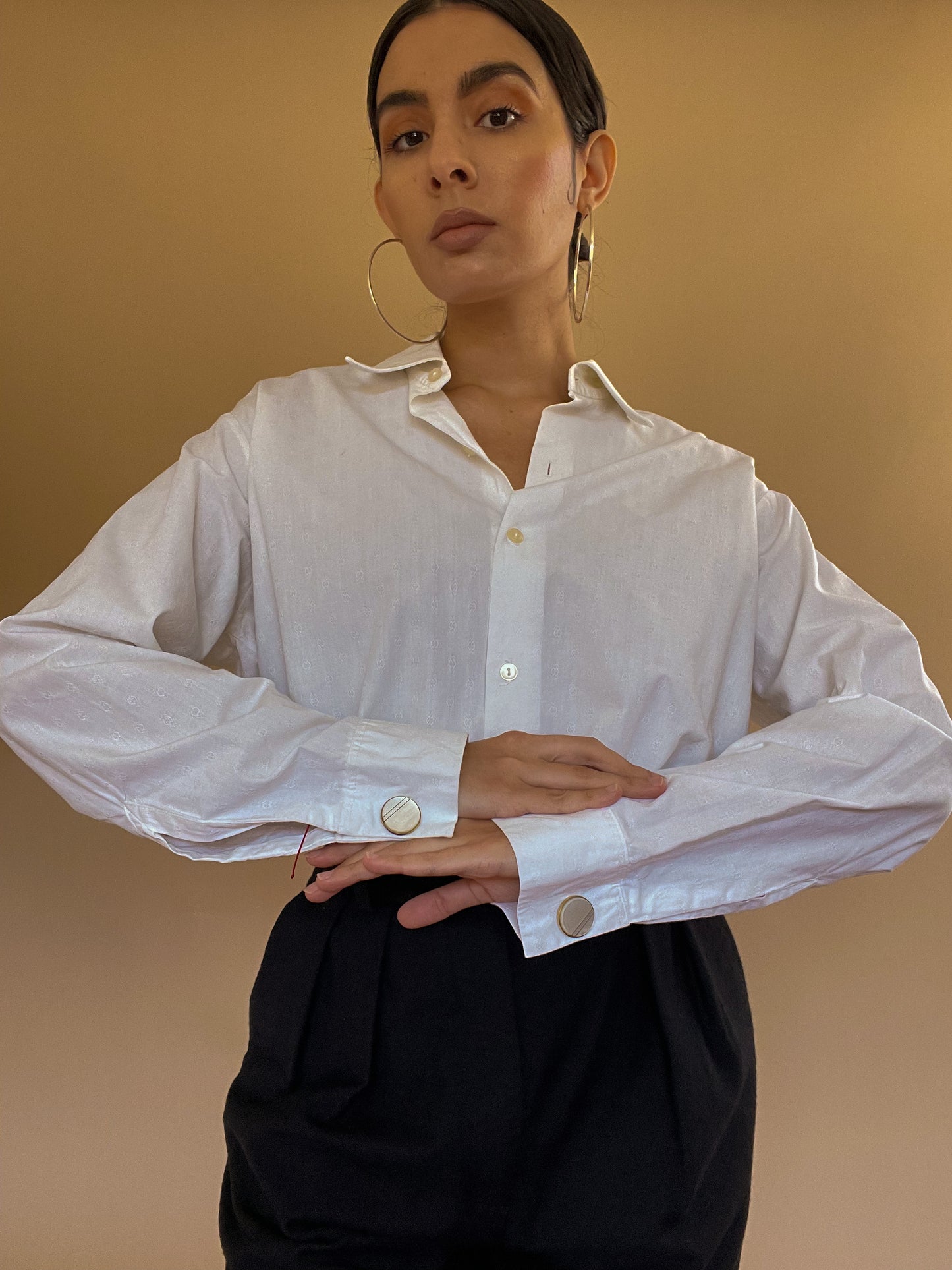 Vintage Relaxed Cufflink White Shirt in Cotton