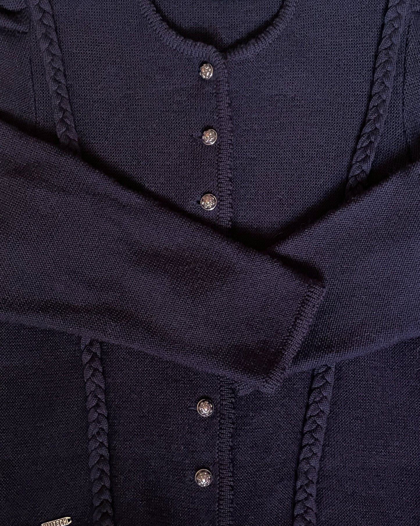 Vintage Navy Austrian Puff Sleeve Cardigan