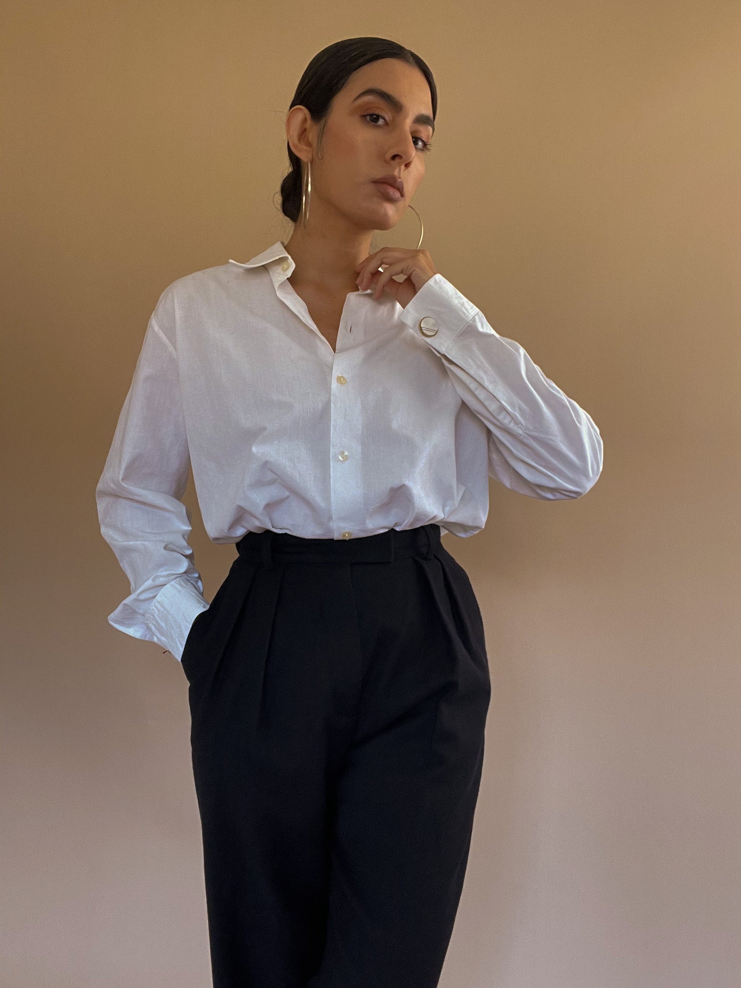 Vintage Relaxed Cufflink White Shirt in Cotton