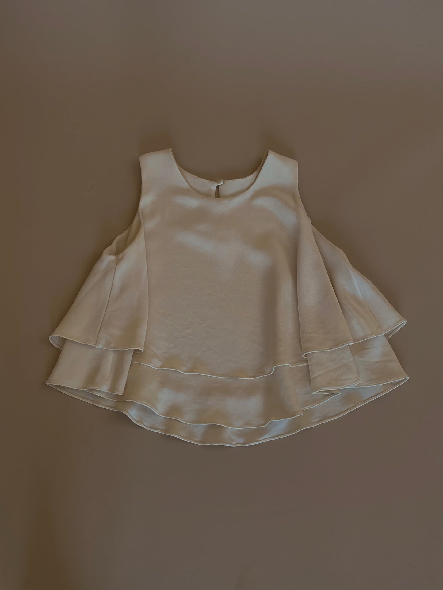 Upcycled Cream Silk Peplum Top