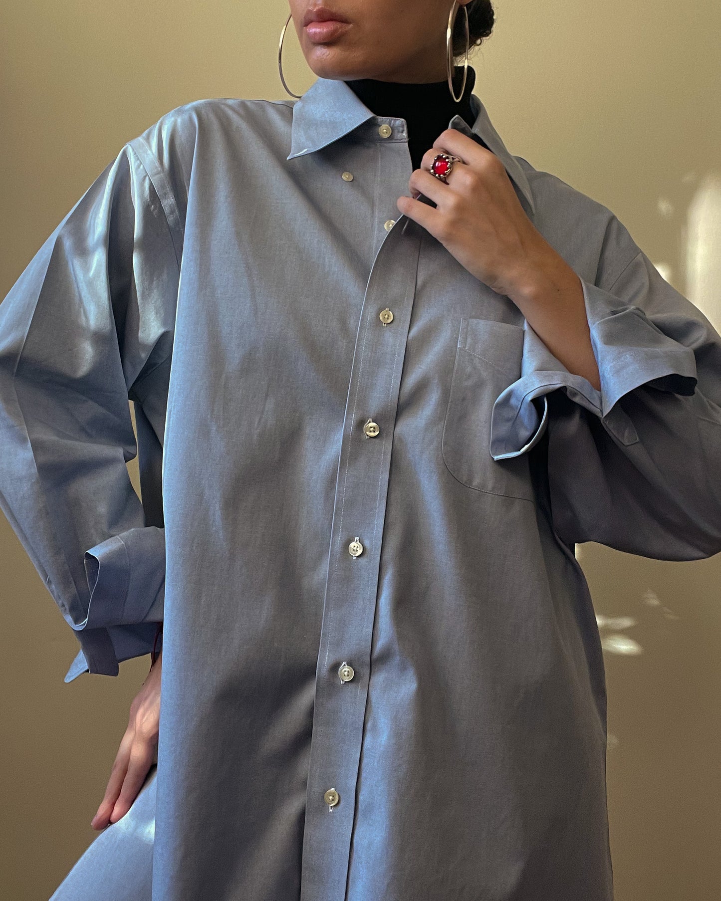 Vintage Blue Brooks Brothers Oversized French Cuff Shirt