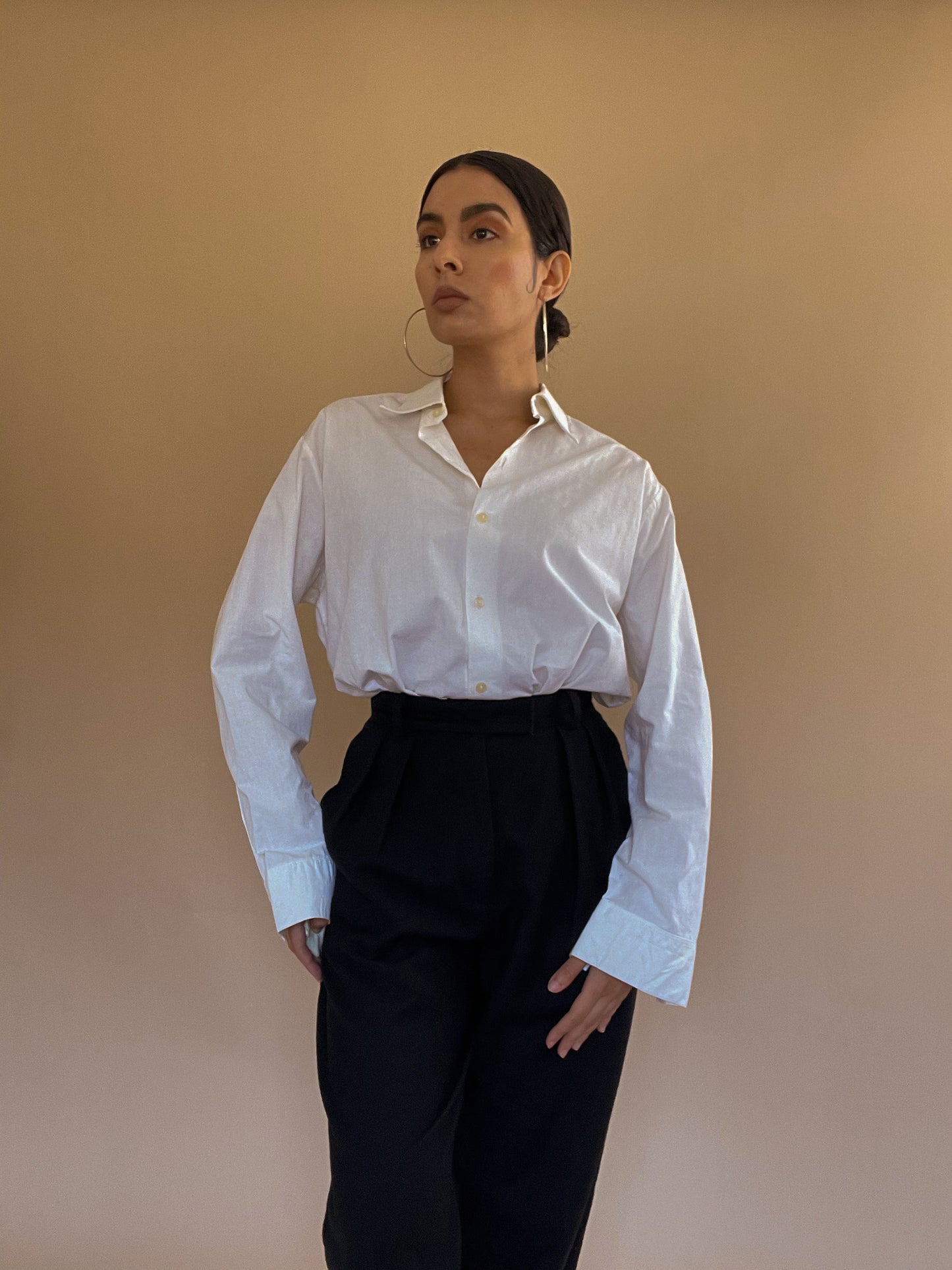 Vintage Relaxed Cufflink White Shirt in Cotton