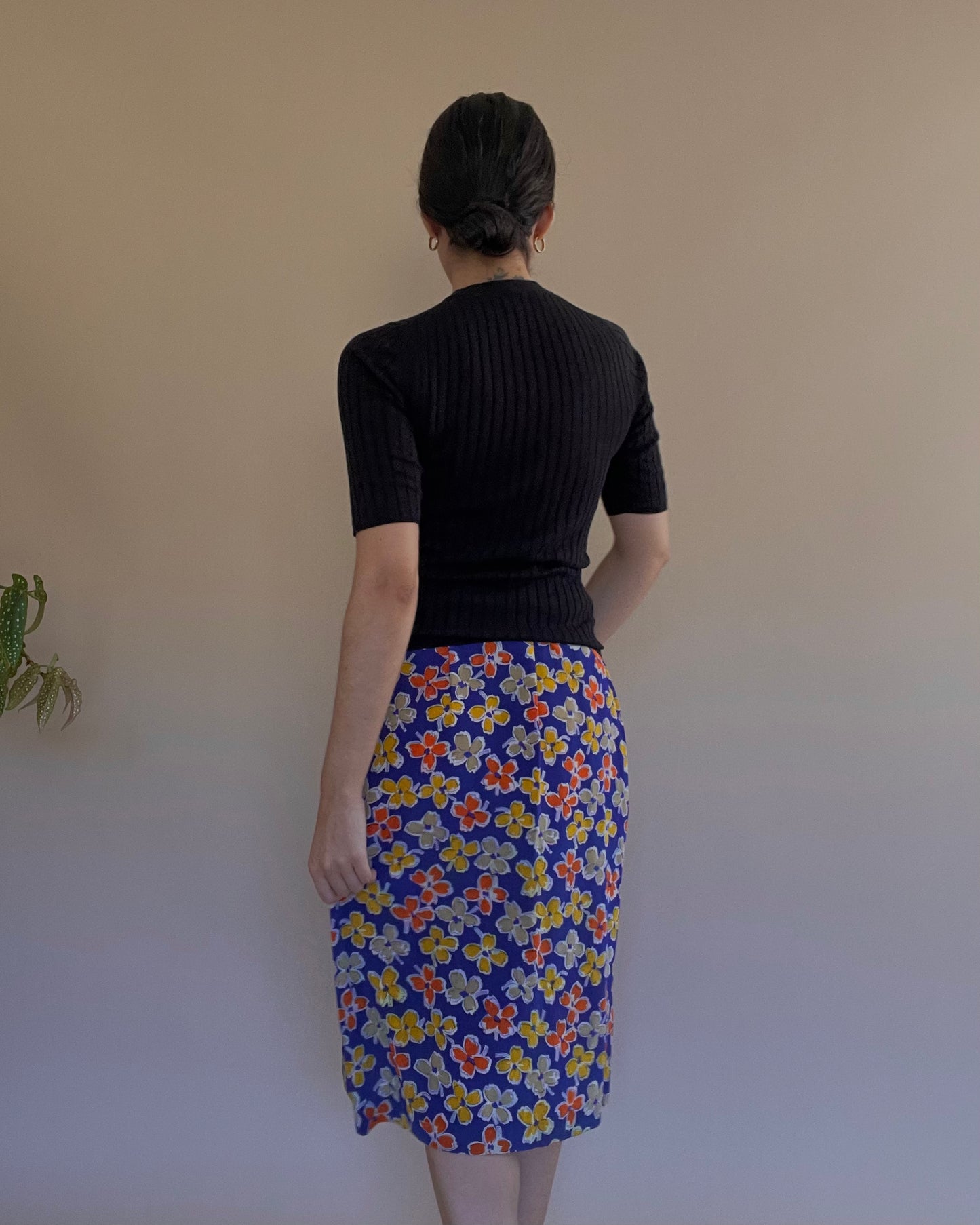 Vintage Floral Silk Skirt