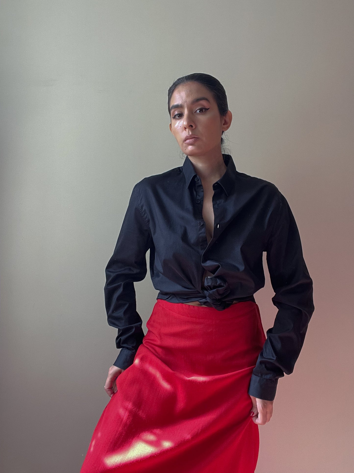 Vintage Designer Vuokko Red Wool Maxi Skirt