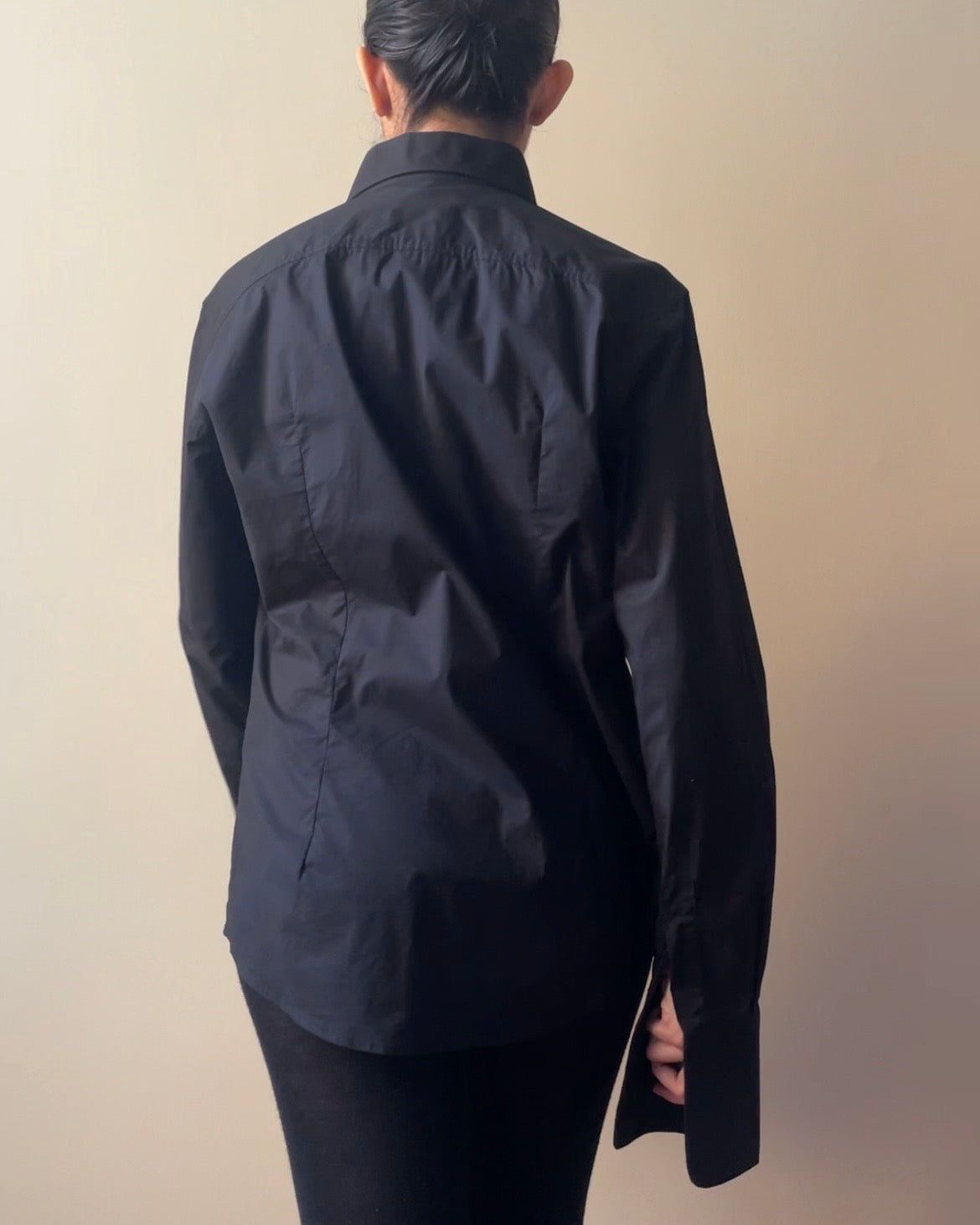 Vintage Black Cotton Cufflink Shirt