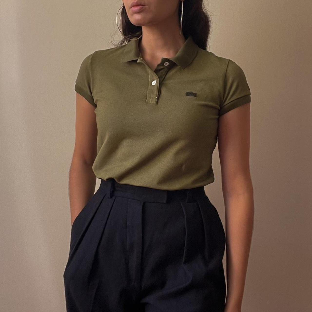 Preloved Brand Lacoste Hand Dyed Green Cotton Polo Knit Top