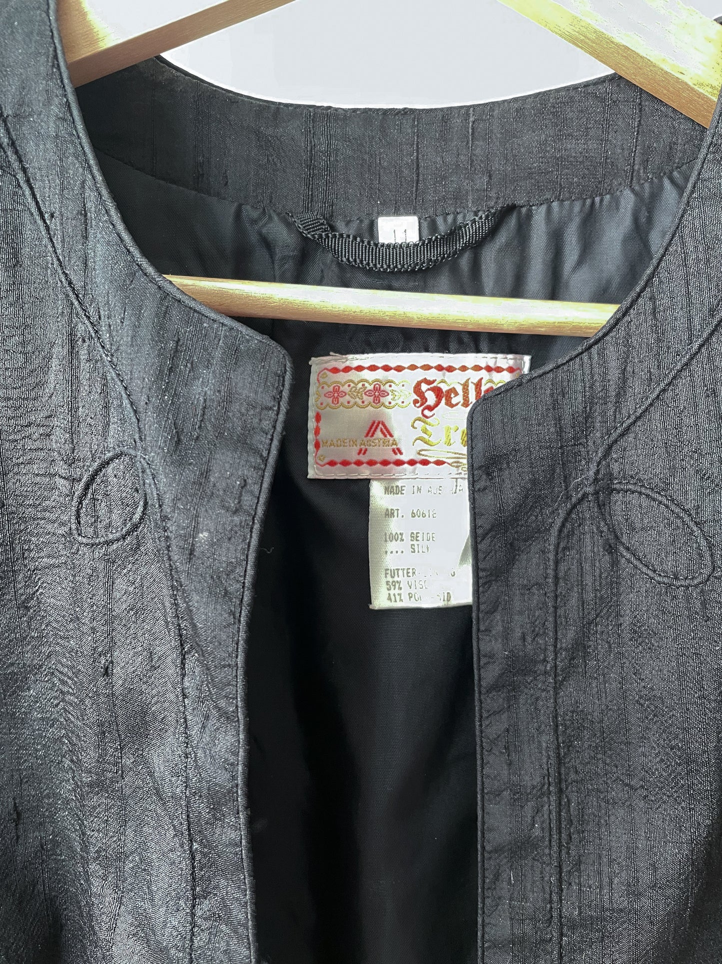 Vintage Silk Black Cropped Puff Sleeve Bolero Jacket