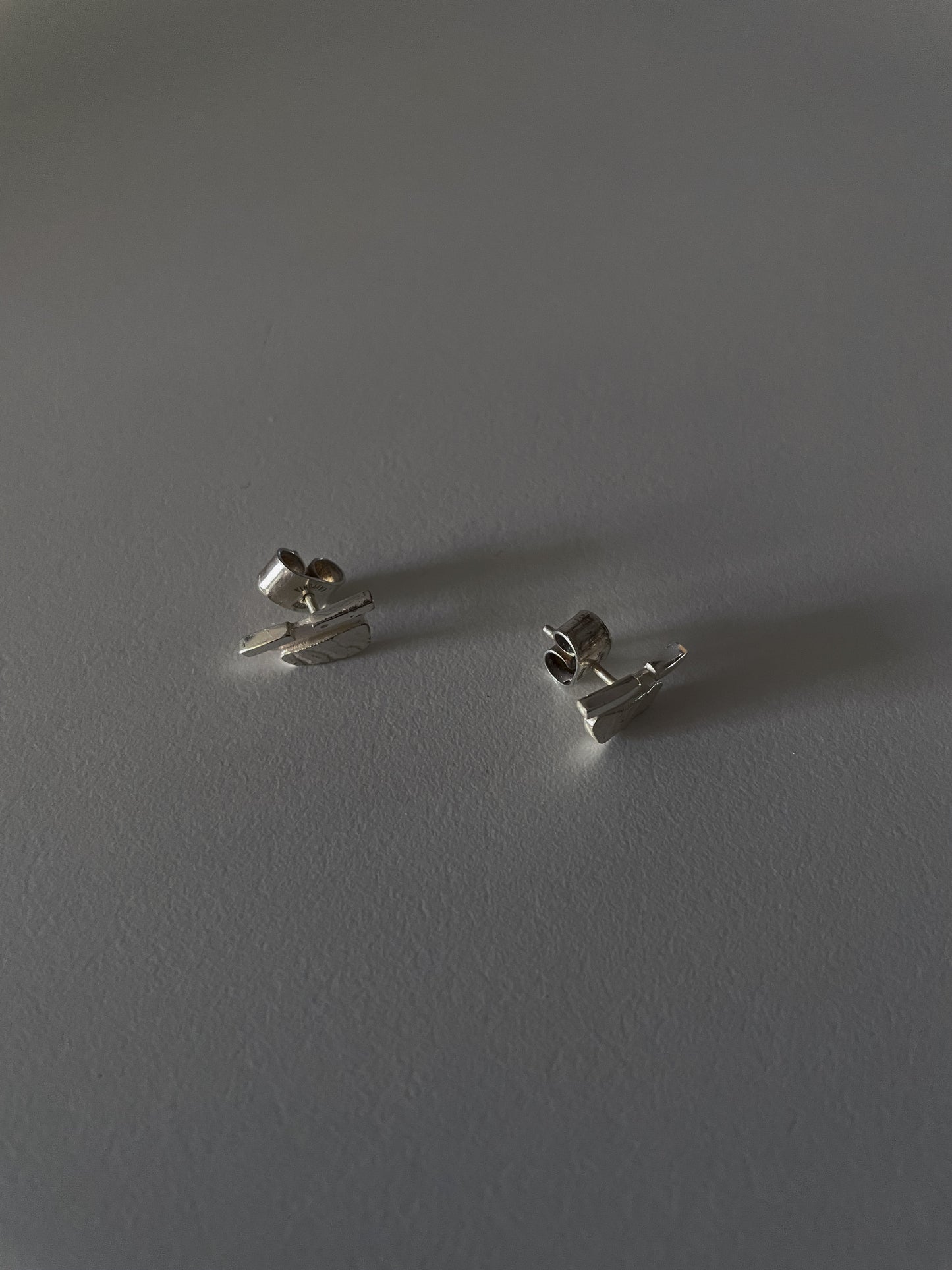 Vintage Designer Björn Weckstrom For Lapponia Sterling Silver Textured Stud Earrings S