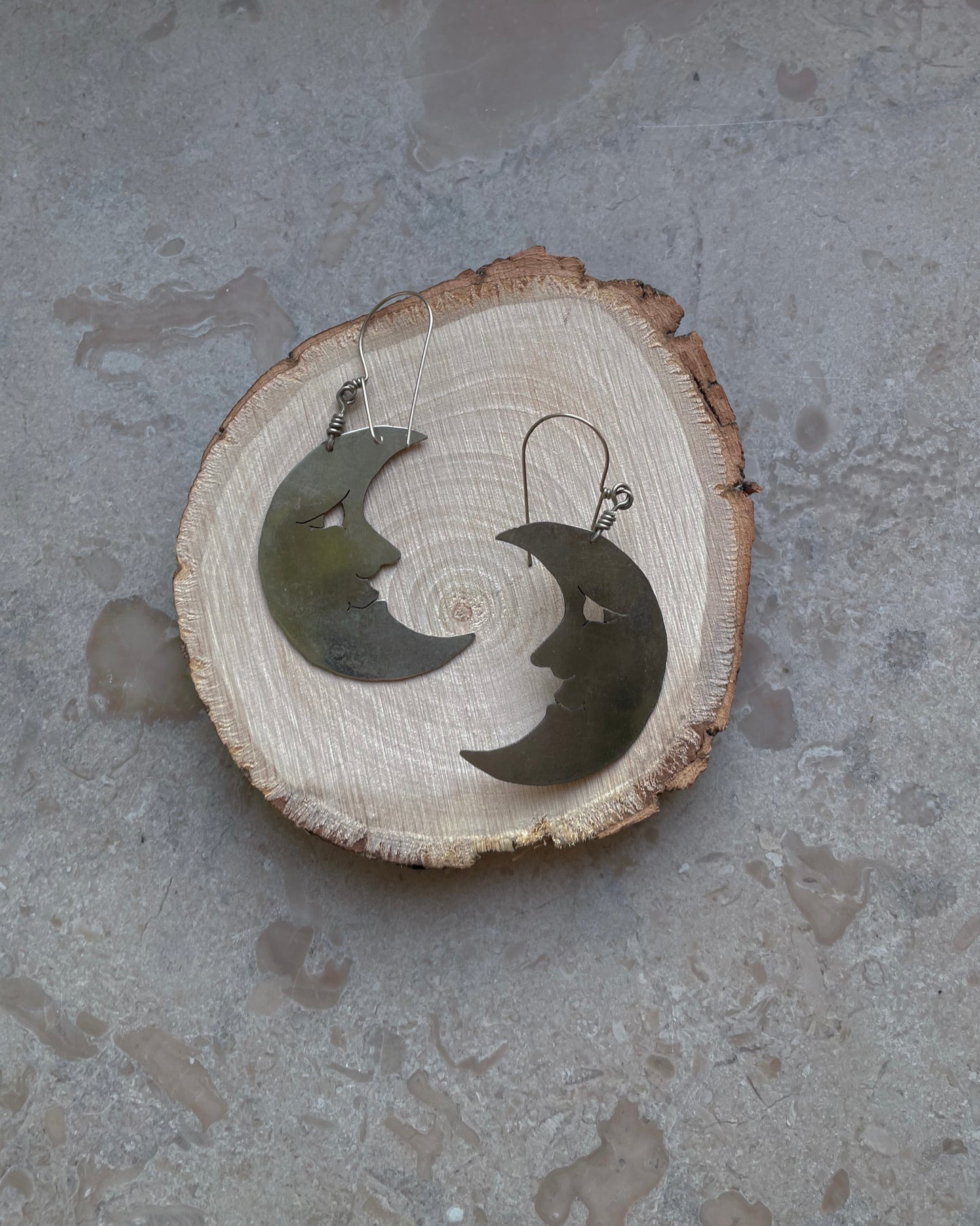 Vintage Silver Crescent Moon Earrings