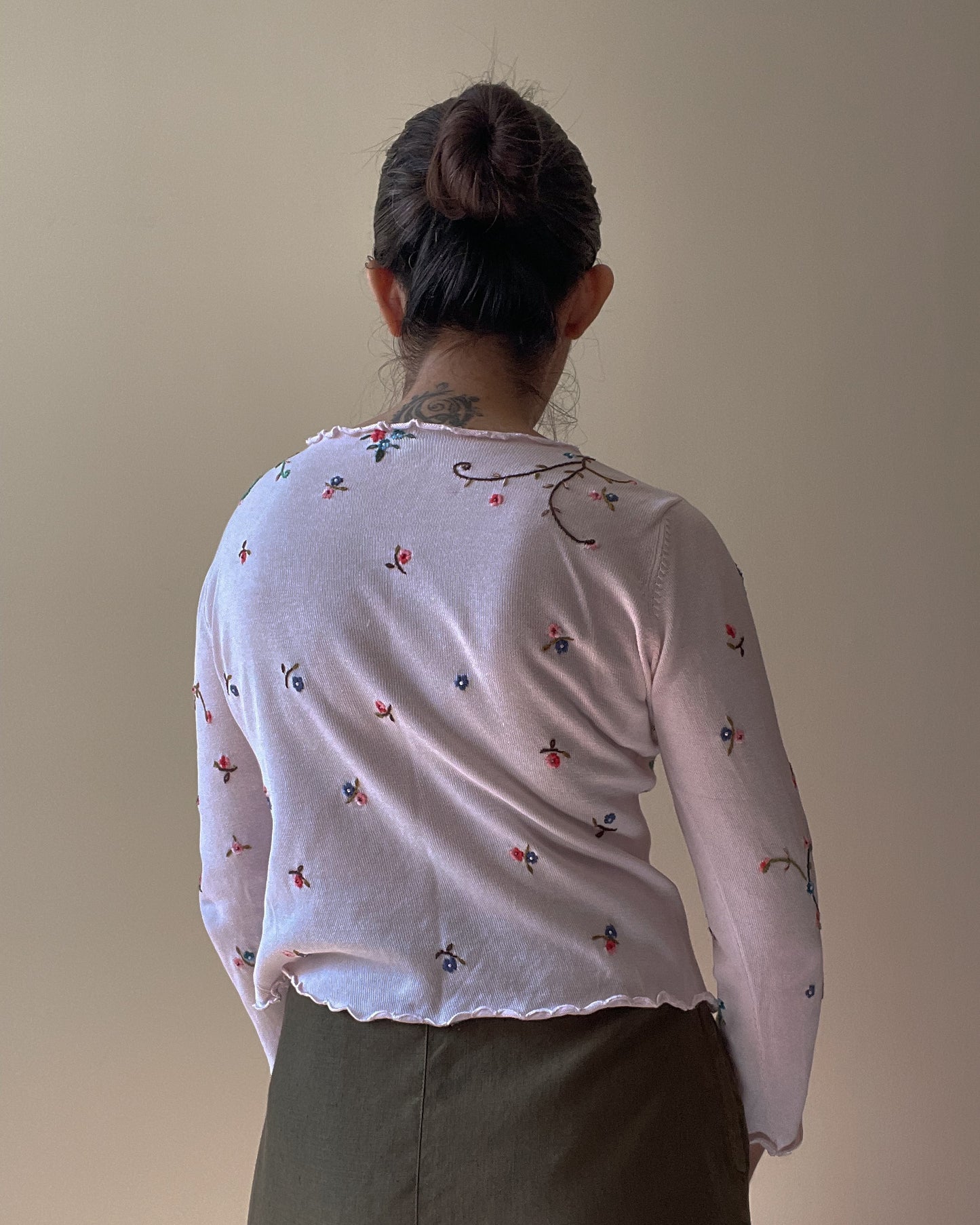 Vintage Designer Philosophy By Alberta Ferretti Embroidered Pink Cardigan