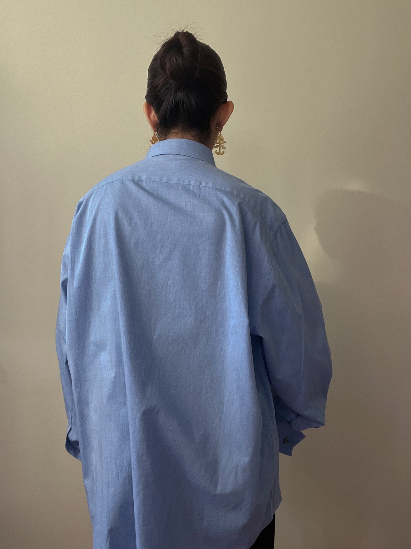 Vintage Designer Christian Dior Blue Cuff Link Shirt