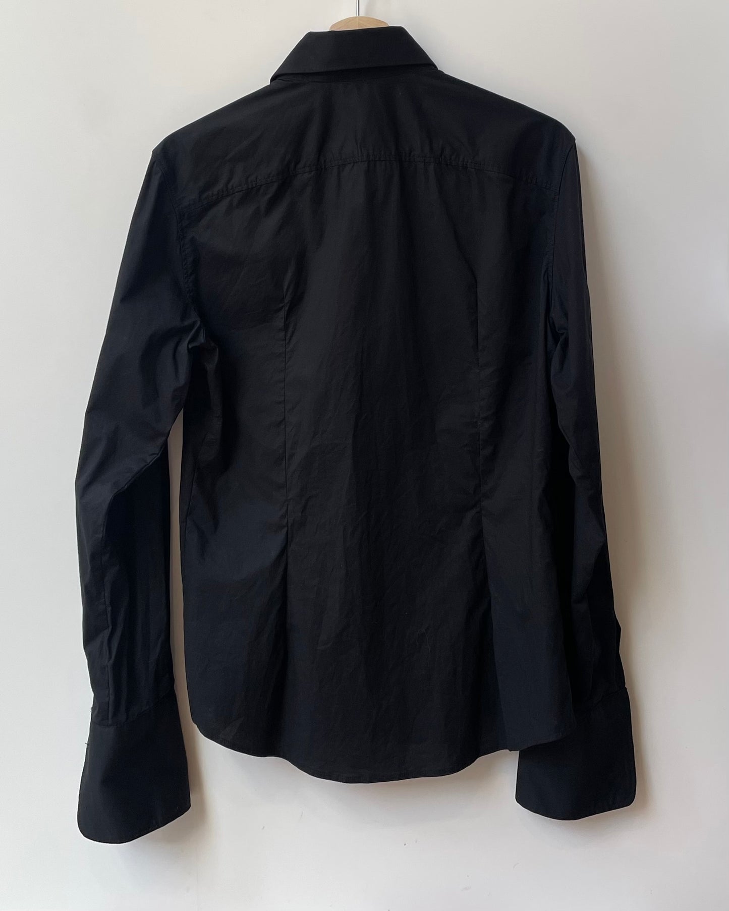 Vintage Black Cotton Cufflink Shirt