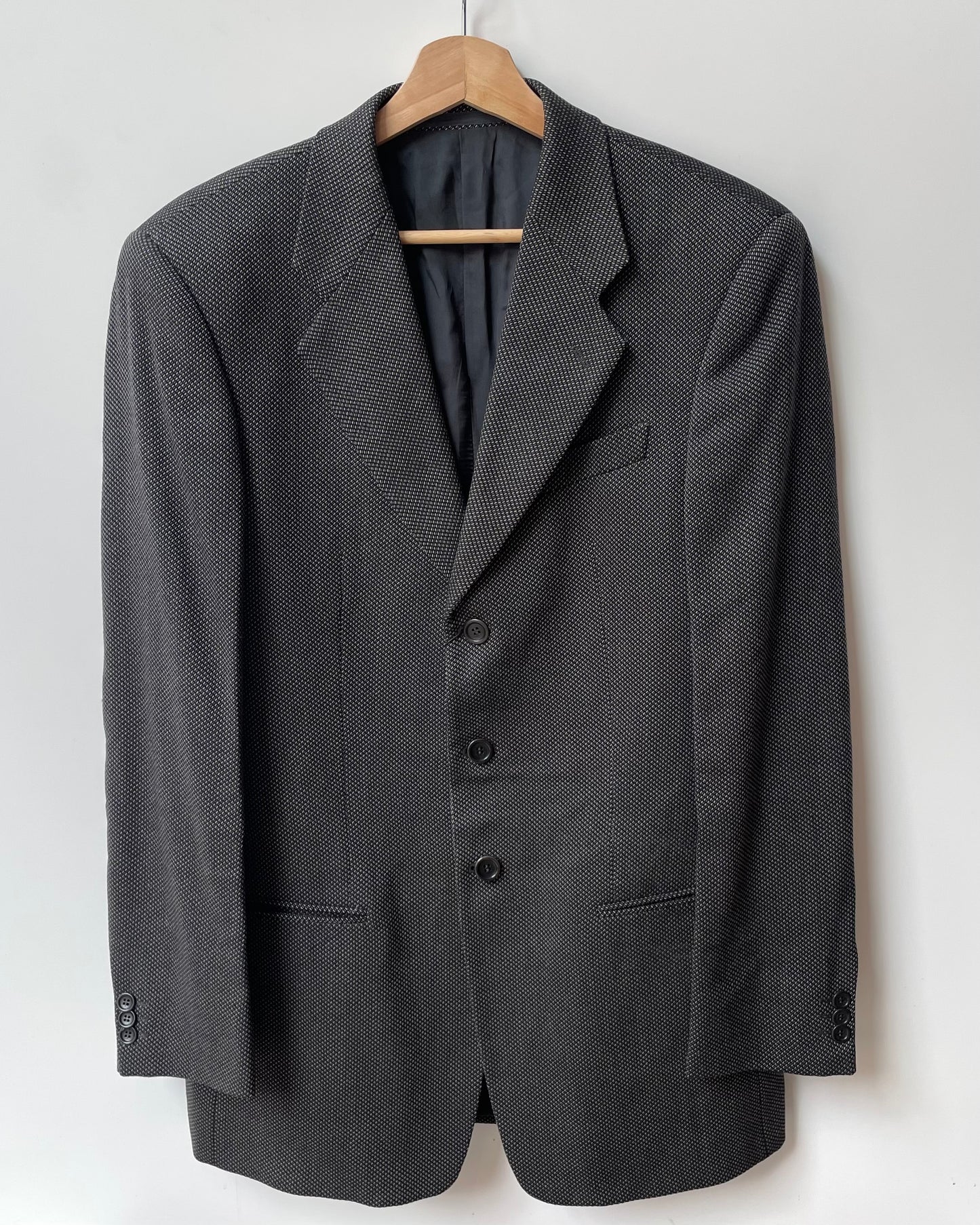 Vintage Oversized Charcoal Grey Wool Armani Blazer