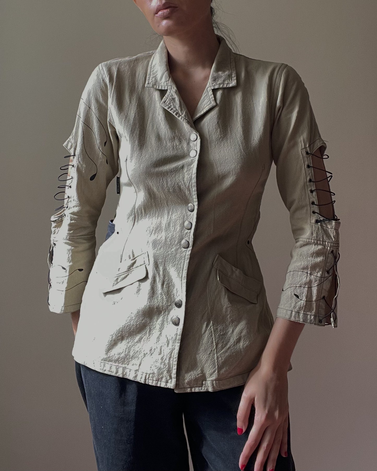 Vintage Finnish Brand Bakao Linen Blend Cutout Top