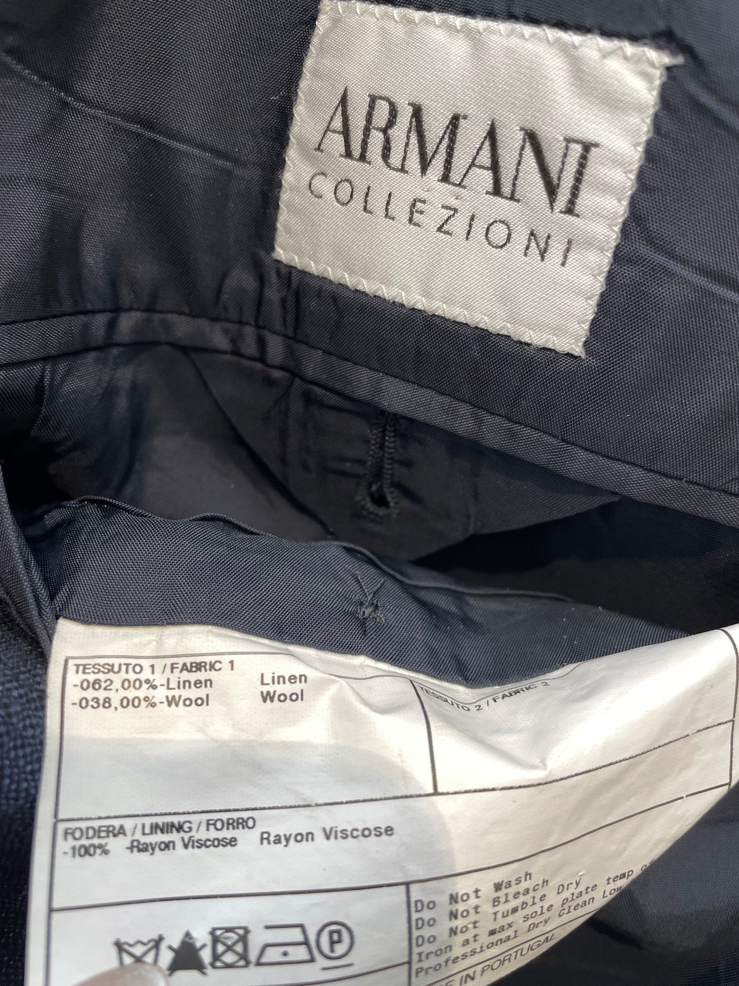 Vintage Oversized Navy Linen Blend Armani Blazer