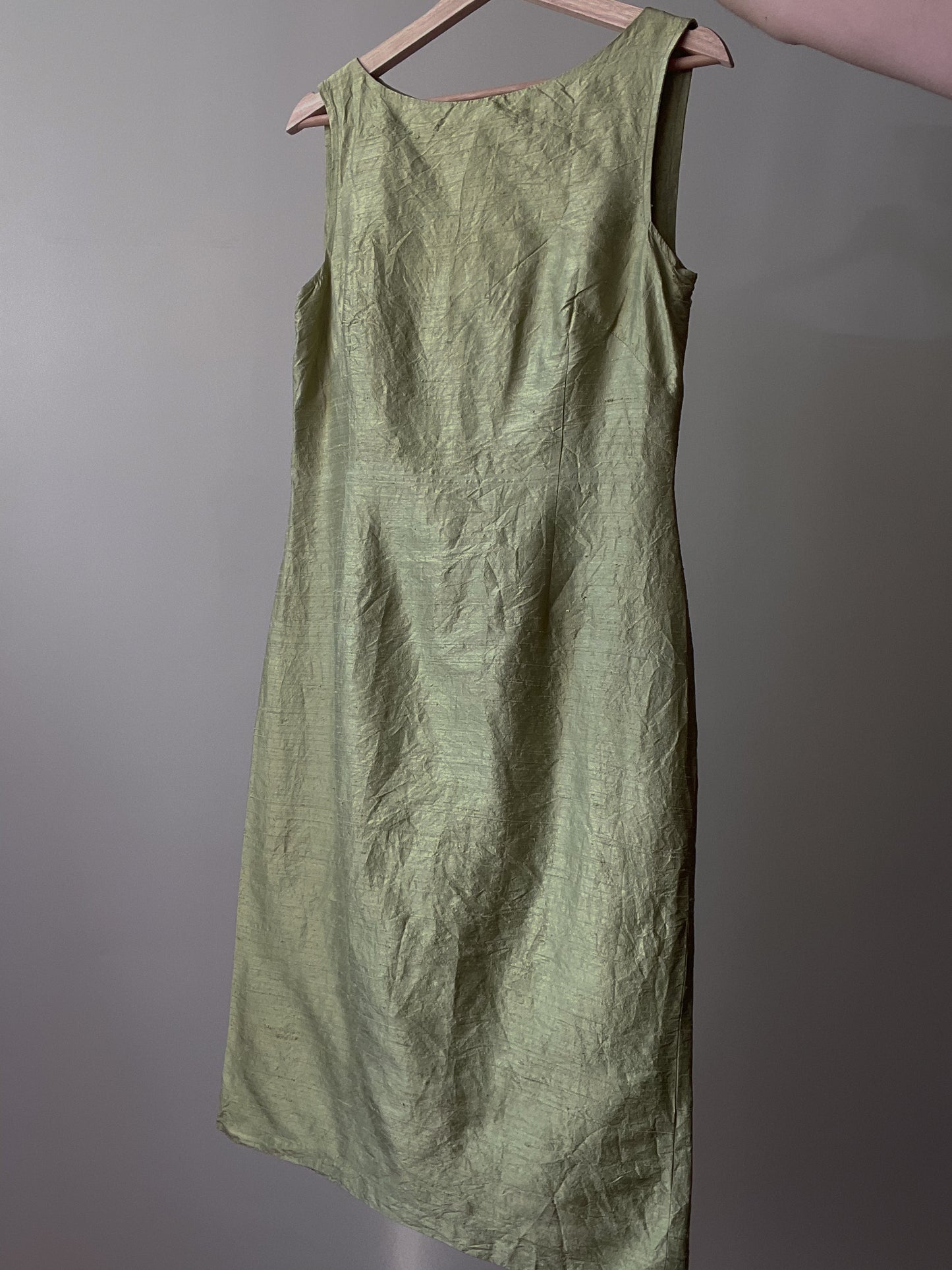 Vintage Pistachio Green Silk Sleeveless Dress