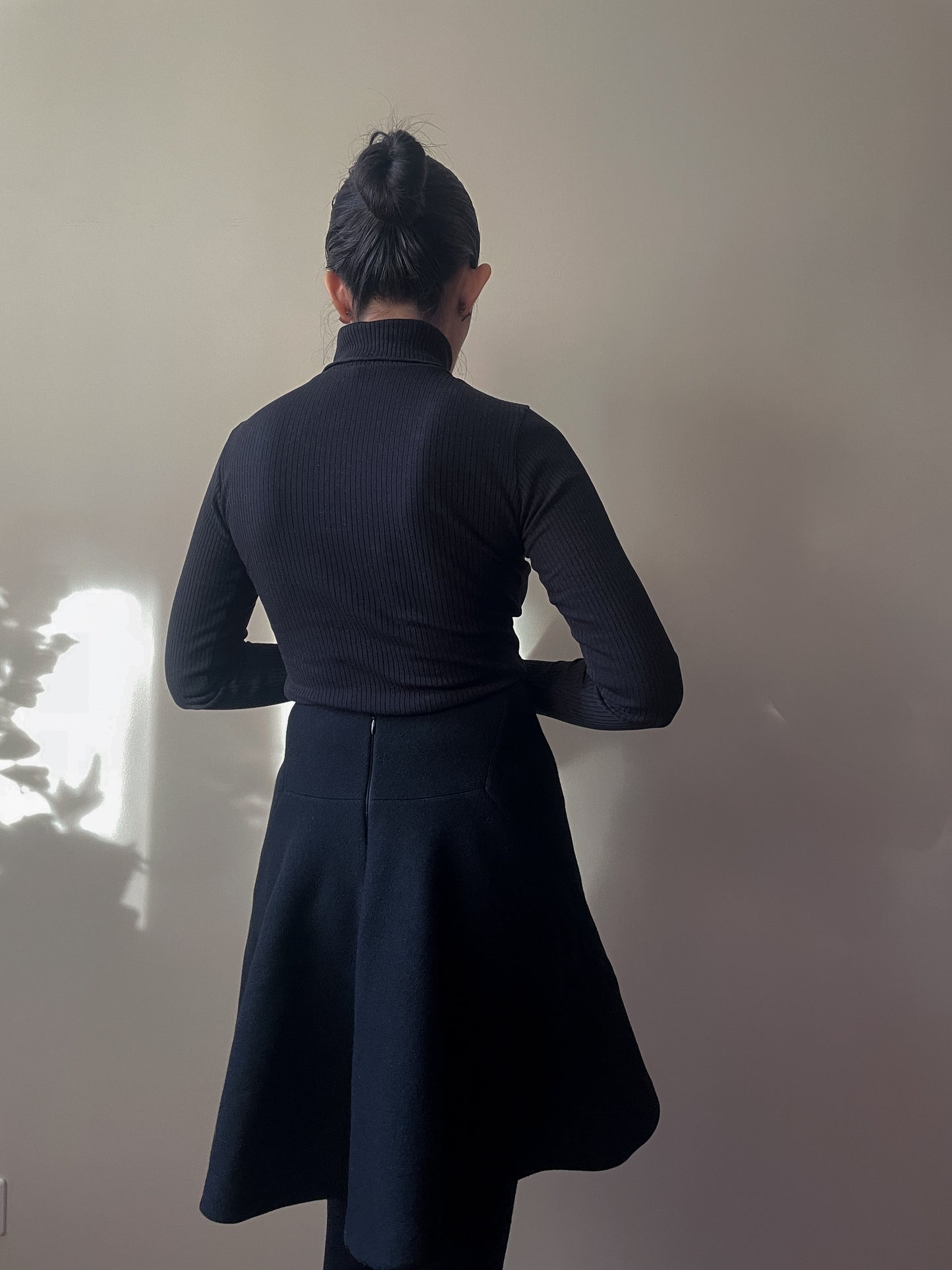 Vintage Designer Alaïa Black Wool Flared Skirt