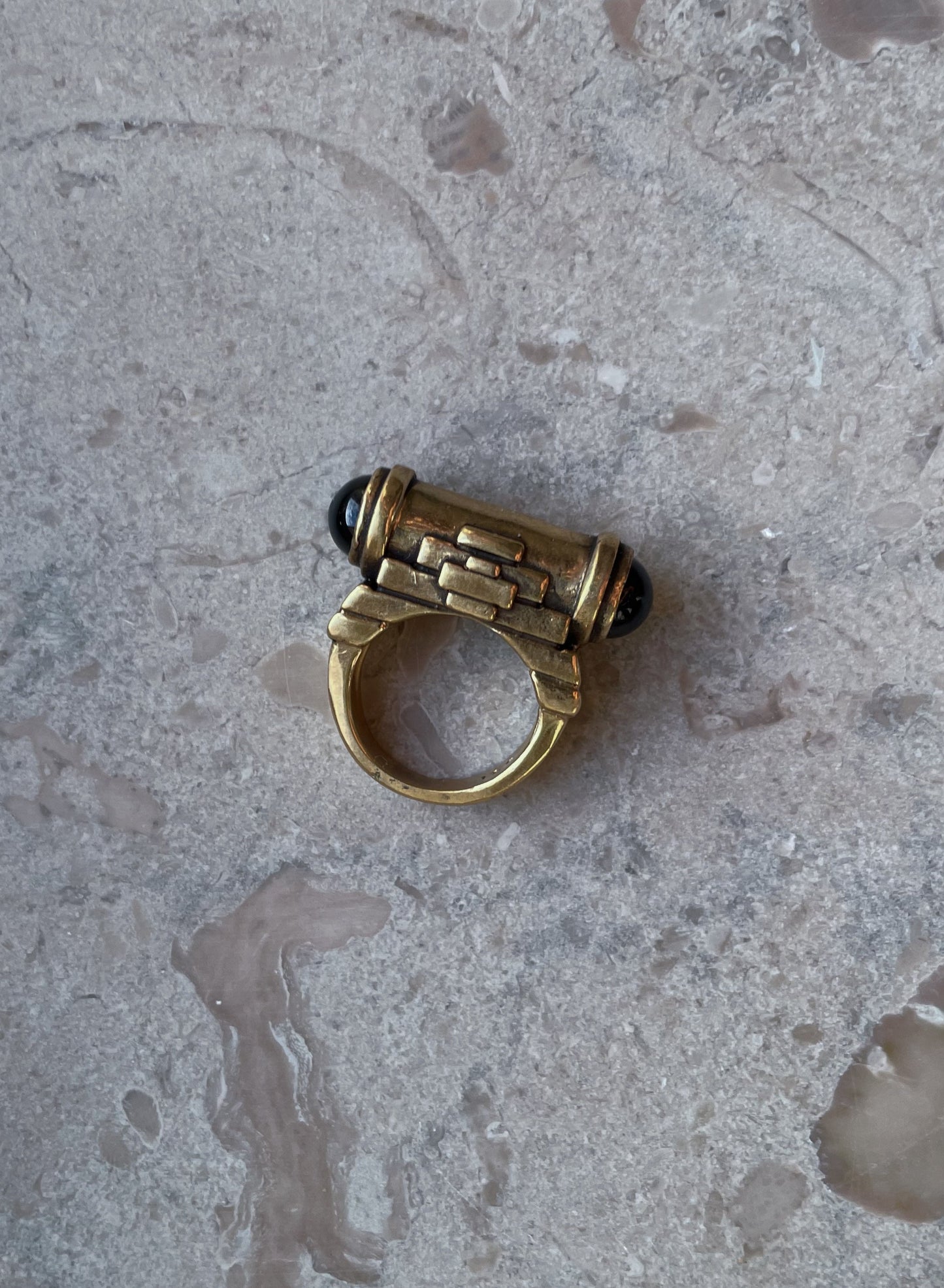 Vintage Brass Brutalist Ring