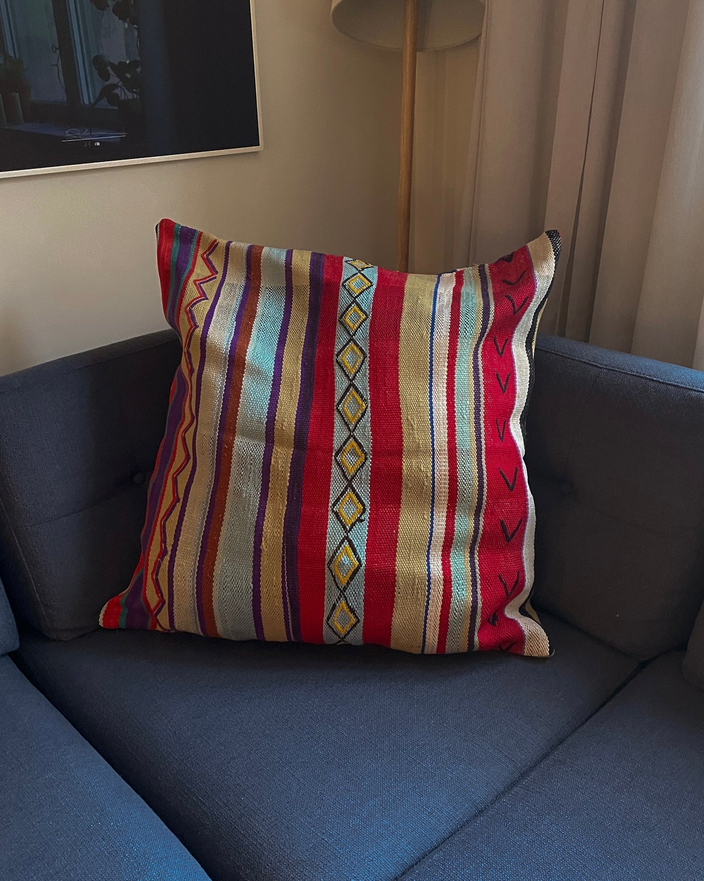 Vintage Handmade Oversized Cotton Striped Pillowcases Set
