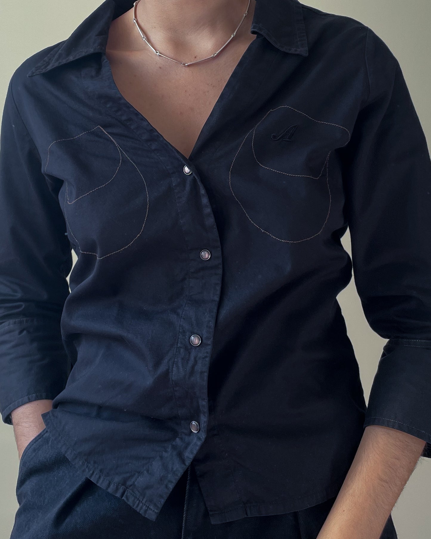 Vintage Brand Acne Black Cotton Western Shirt