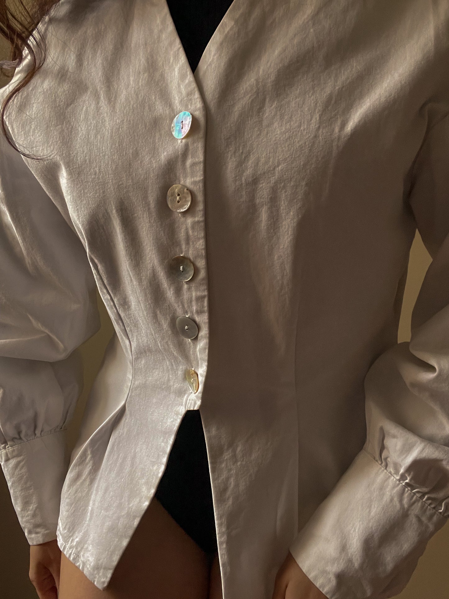 Vintage White Cotton Feminine Top