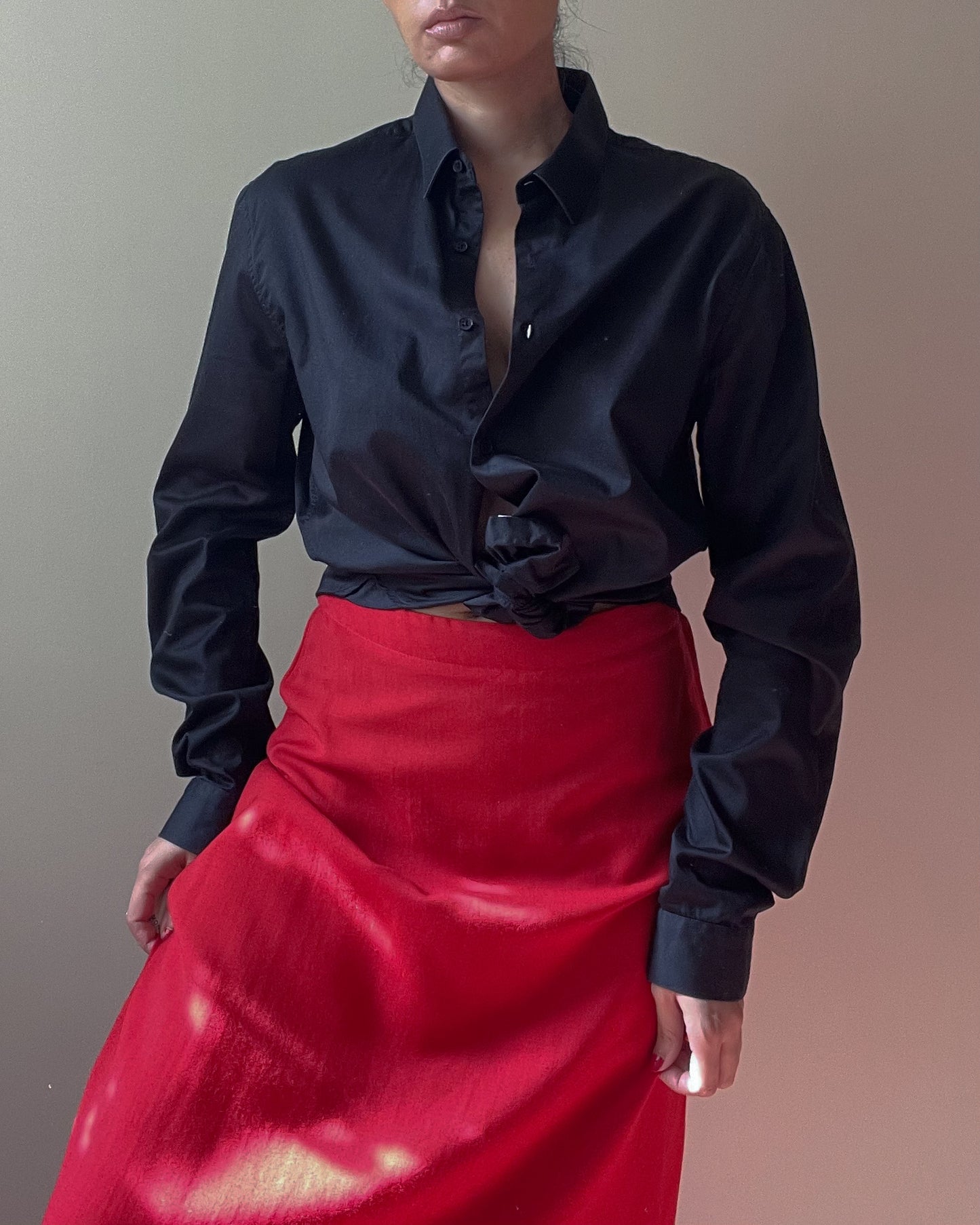 Vintage Designer Vuokko Red Wool Maxi Skirt