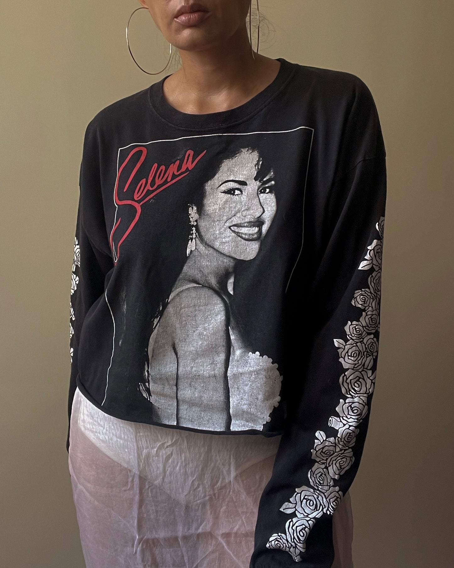 Preloved Selena Cropped Cotton Black Shirt